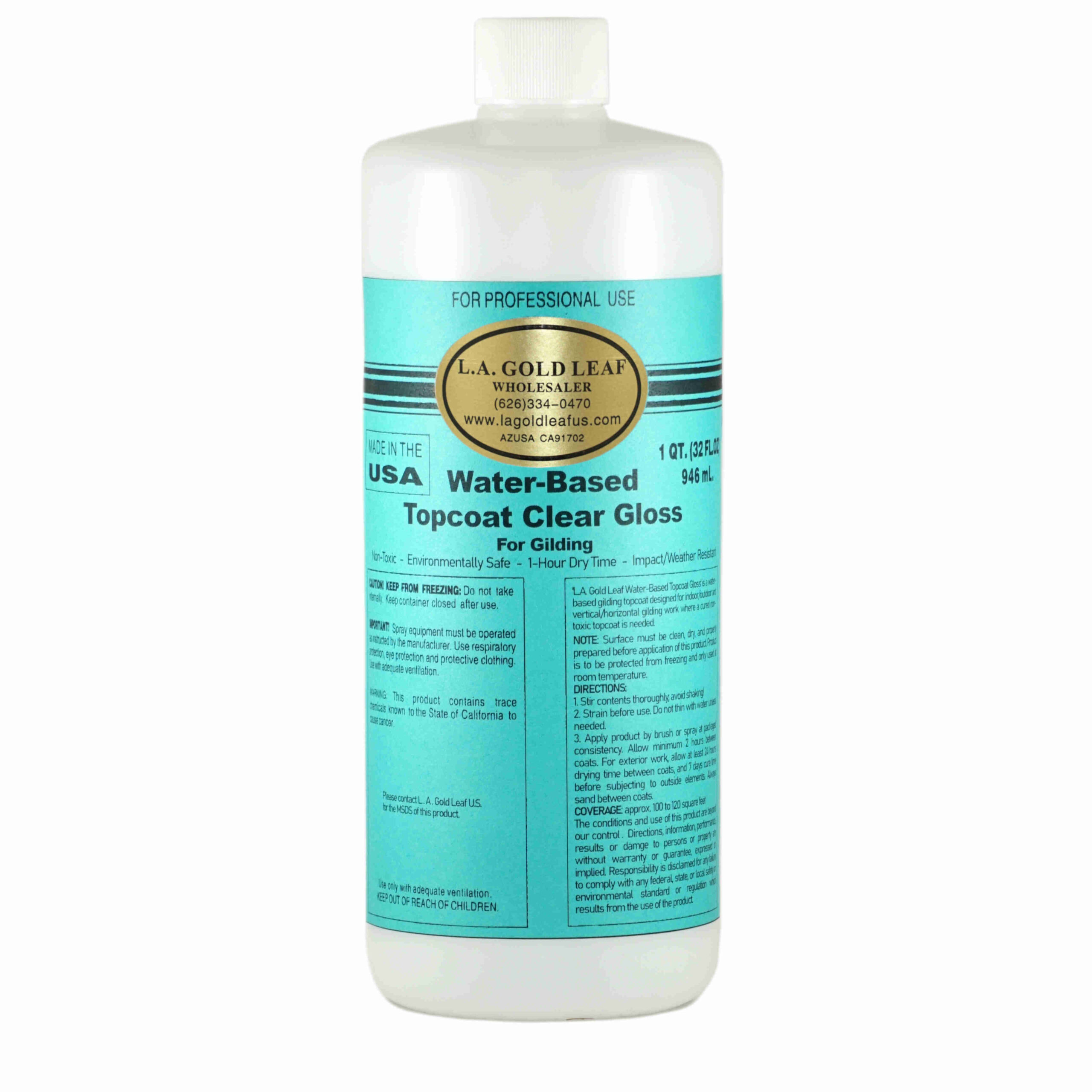 L.A. Gold Leaf Water-Based Topcoat Clear Gloss — L.A. Gold Leaf Wholesaler  U.S.